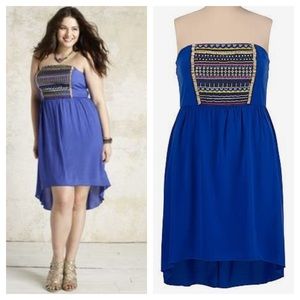 Maurices strapless embroidered high low dress